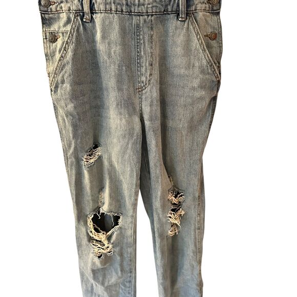 Wild Fable Target Medium Wash Denim Distressed Overalls Size S - Picture 5 of 7